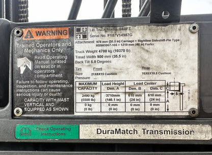 2009 Hyster S60FT 6000 lb. Forklift with Side Shift