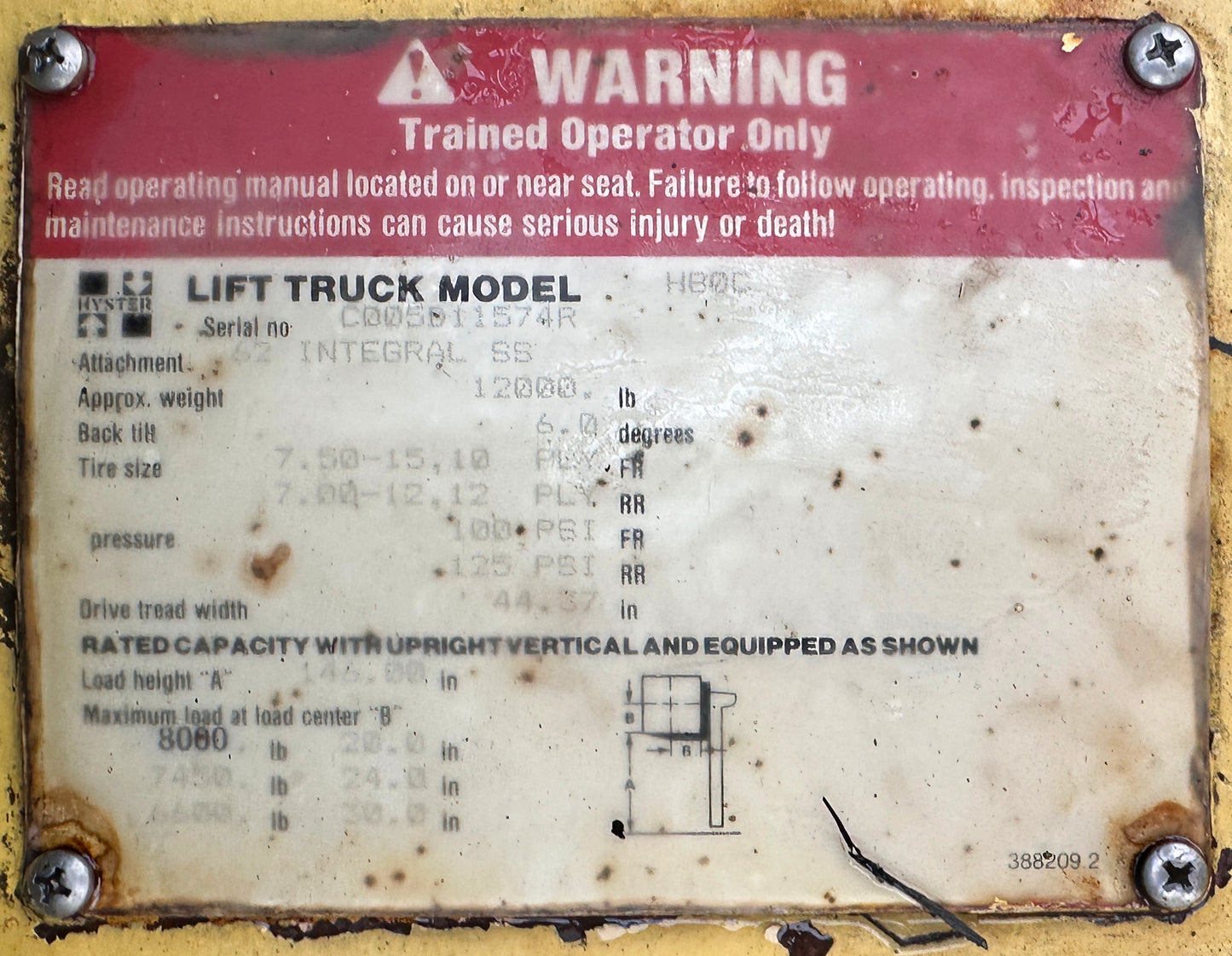 1994 Hyster H80C Diesel Forklift