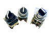 Allen-Bradley 800T series industrial selector switches 800T-H2KF4 meter off auto run legend plate black rotary knob top angle view