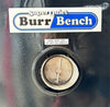 Abrasive Finishing Inc SuperQuiet Burr Bench vibratory tumbler front circular discharge port cover handle and manufacturer branding decal