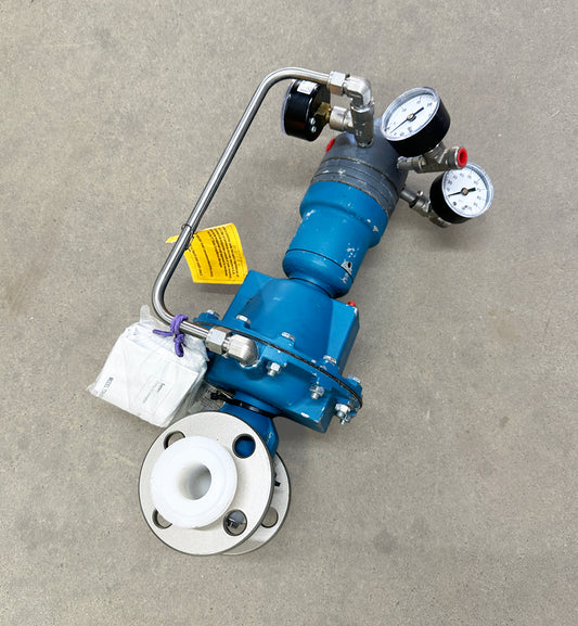 ITT Dia-Flo diaphragm valve 1-2447-TM-34-B316-3214-P1-HW3-PR4-SR1 150 CWP pneumatic flanged actuator assembly exterior profile 