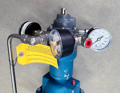 ITT Dia-Flo diaphragm valve 1-2447-TM-34-B316-3214-P1-HW3-PR4-SR1 150 CWP actuator top section Ashcroft pressure gauges