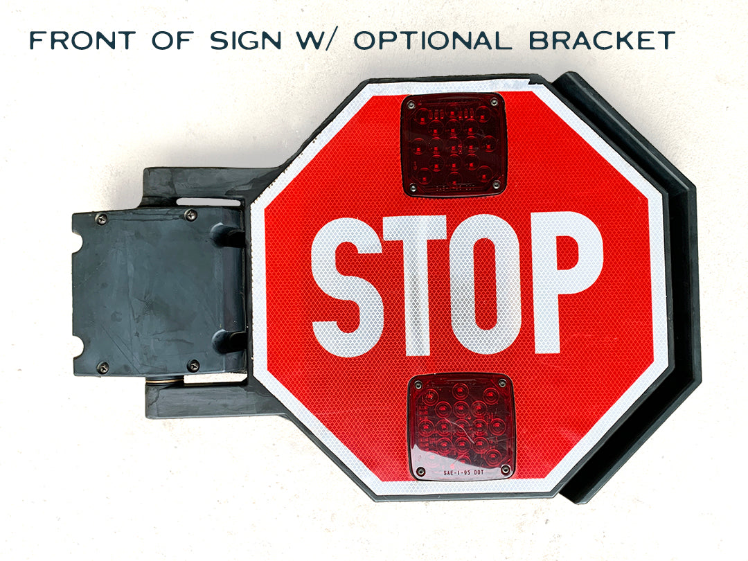 Wired, Lit 12V Stop Sign with Fold-Out Arm | Composite Bracket