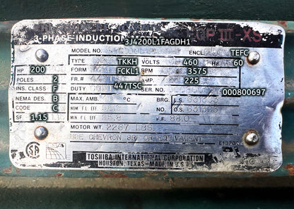 Toshiba 3J4200L1FAGDH1 3-Phase Induction Motor w/ Flanged Housing & Coupling Element