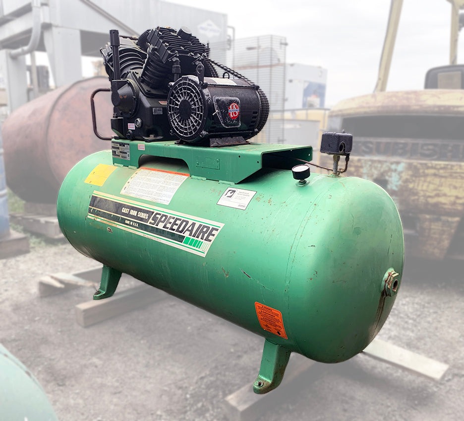 Side profile showing pump on Speedaire 5Z402B 10HP Air Compressor