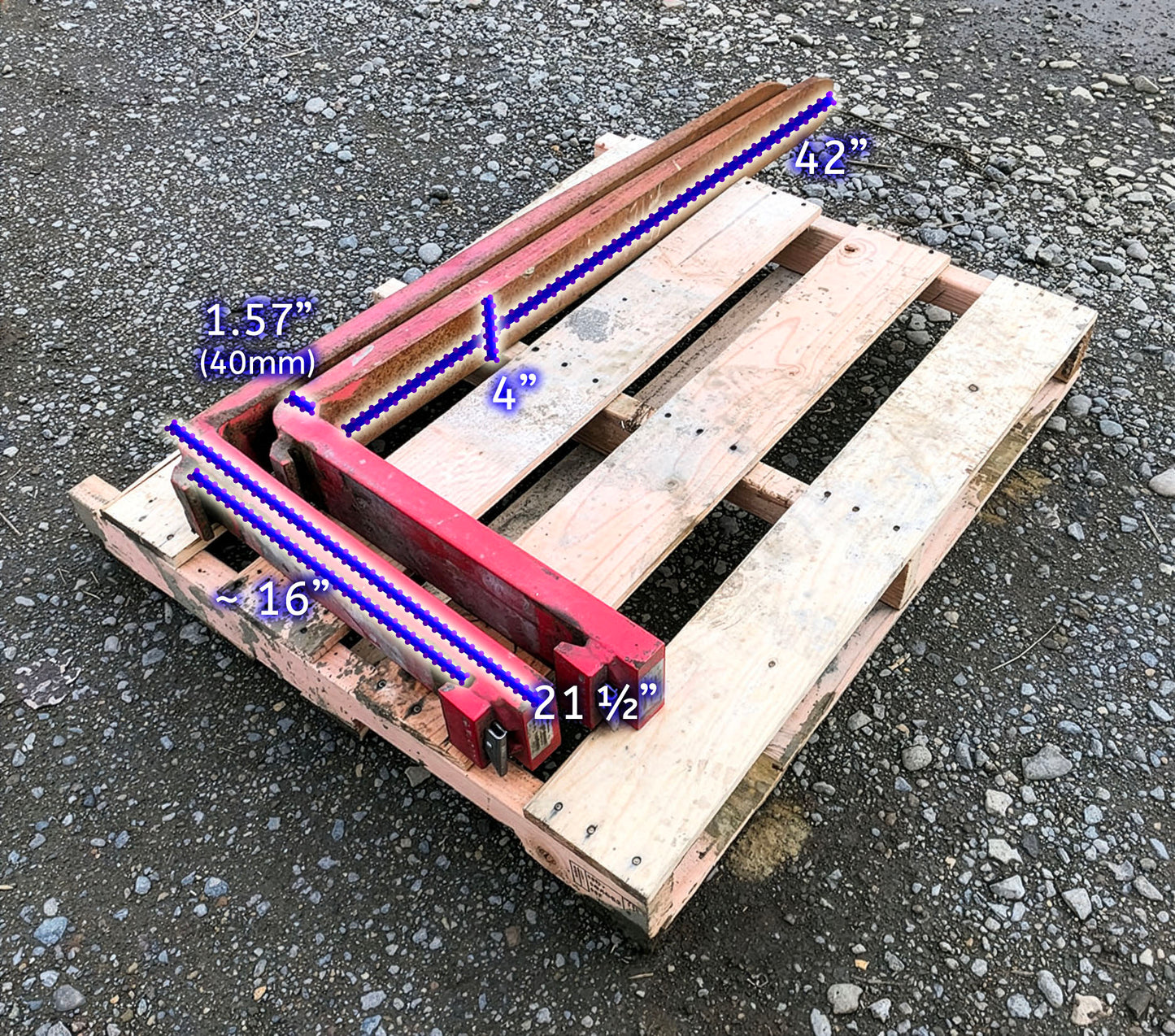 4" x 42" Bolzoni Class II Forklift Forks