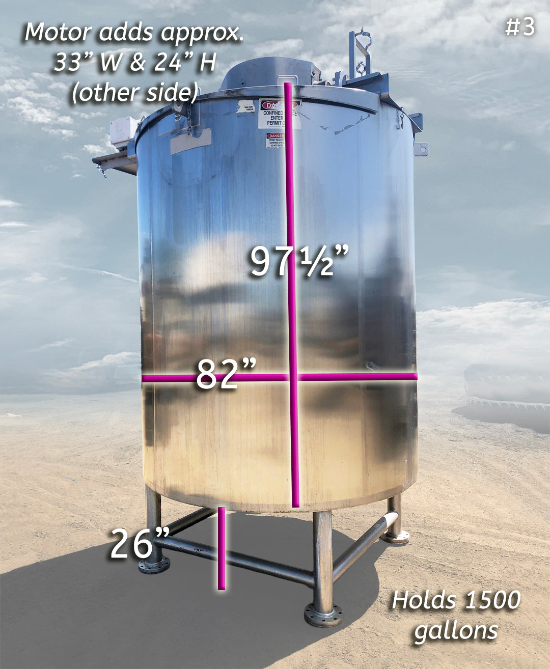 LEE Industries 1500-Gallon Vertical Jacketed Stainless Steel Mixing Tanks