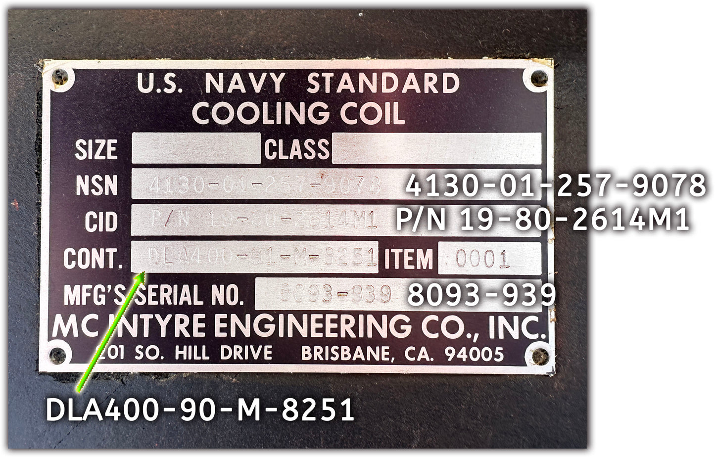 5.	McIntyre Engineering DWM-48 Navy Standard Industrial Heat Exchanger