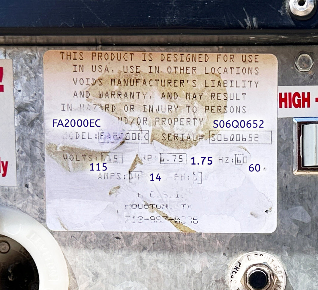 ACSI "Force Air" FA2000EC Air Scrubber