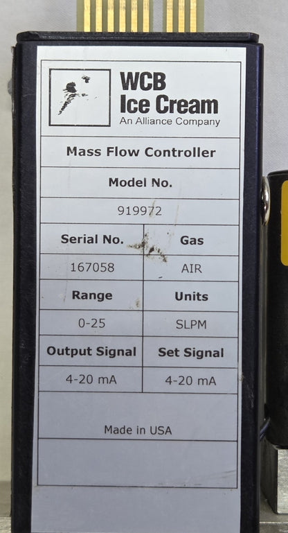 WCB Ice Cream 919972 Continuous Freezer Overrun Air Flow Controller