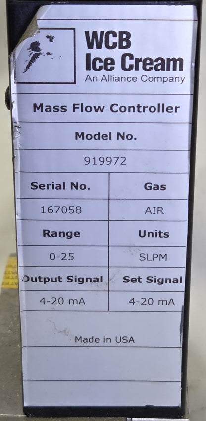 WCB Ice Cream 919972 Continuous Freezer Overrun Air Flow Controller