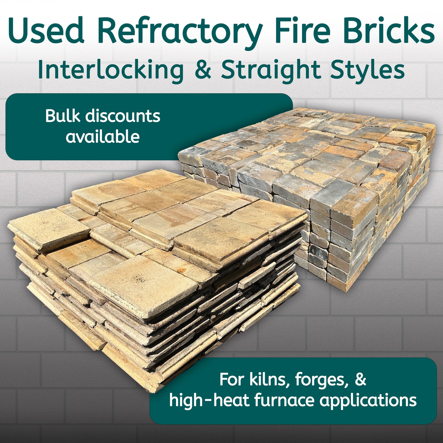 Heavy Duty Refractory Fire Bricks - Interlocking & Straight Styles