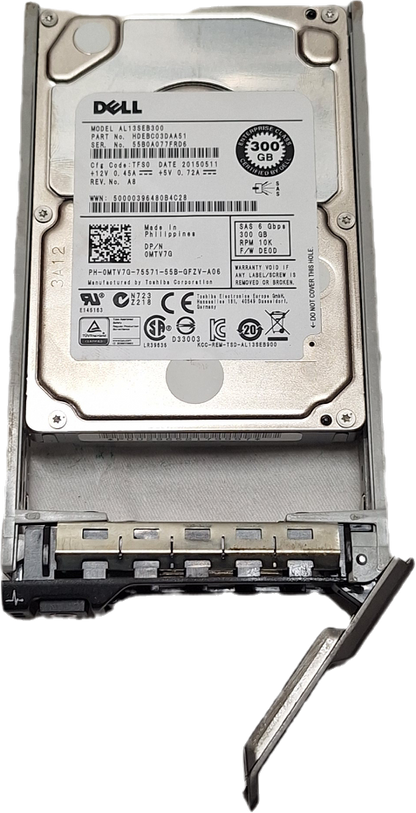 Toshiba 300GB HDD 10K RPM 2.5" SAS Model: AL13SEB300 DP/N: MTV7G
