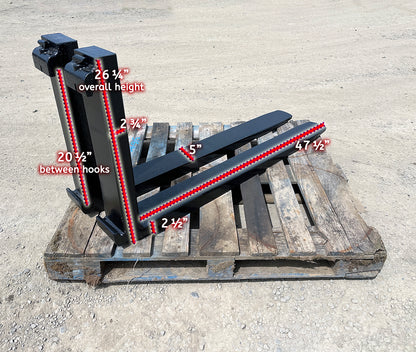 48" Class 3 Forks for 20" Rack - Like New
