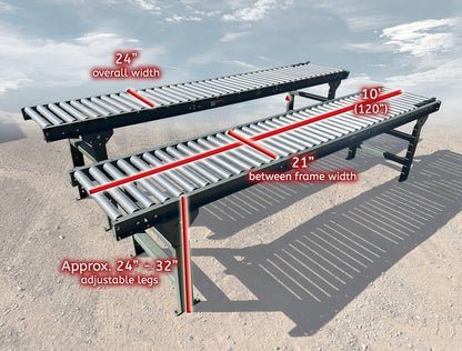 Hytrol 10' x 24" Roller Gravity Conveyor | MPN 10FT-19GSR-21-6