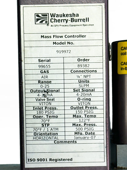 SPX FLOW Waukesha Cherry-Burrell 919972 Air Mass Flow Controller