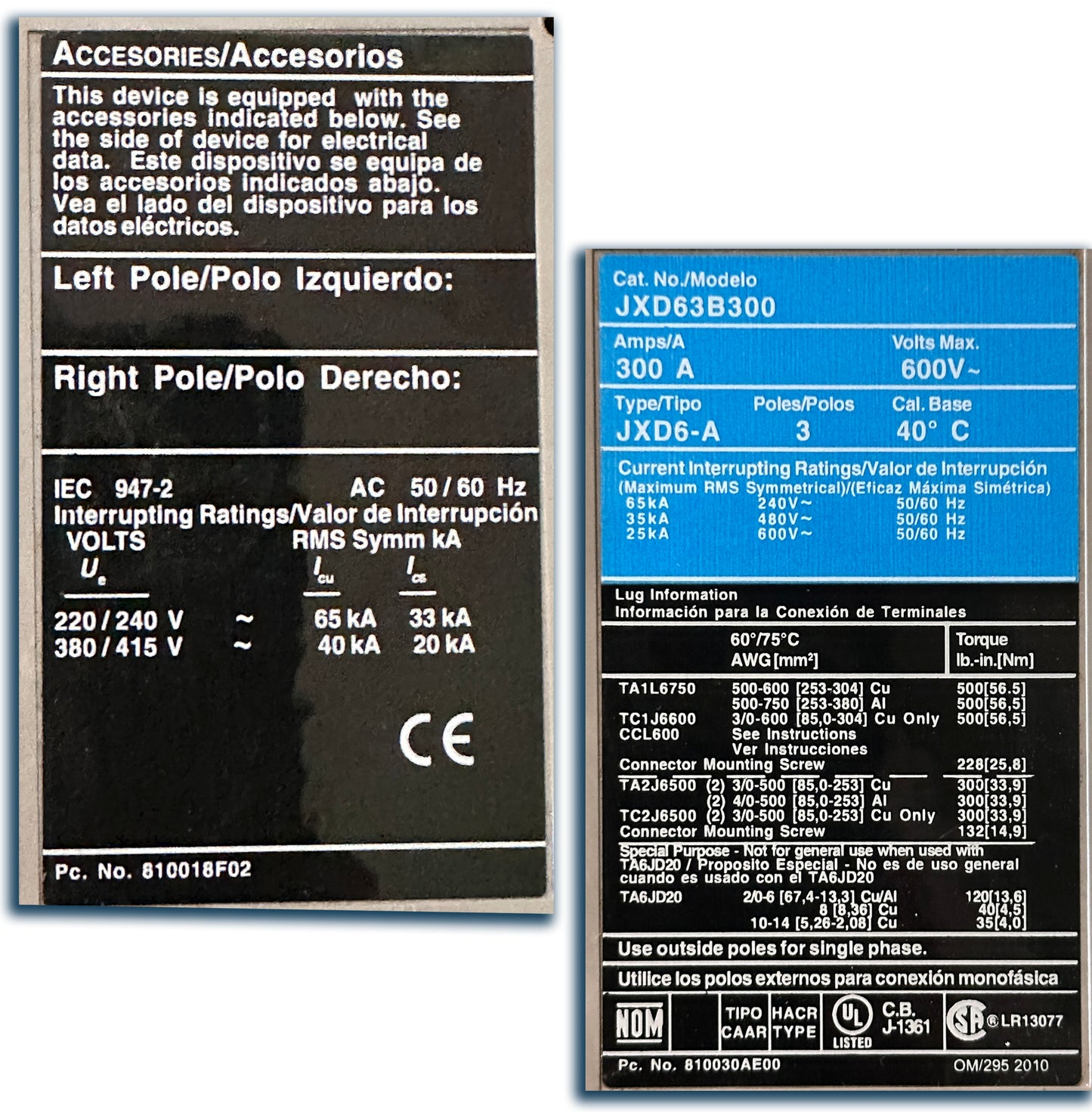Siemens Sentron Series JXD63B300 Circuit Breaker