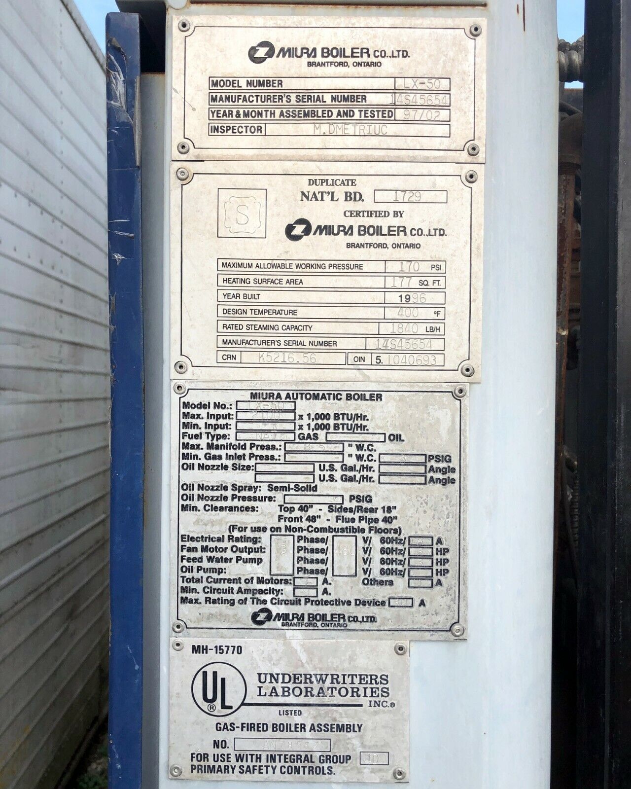 Miura LX-50 Boiler