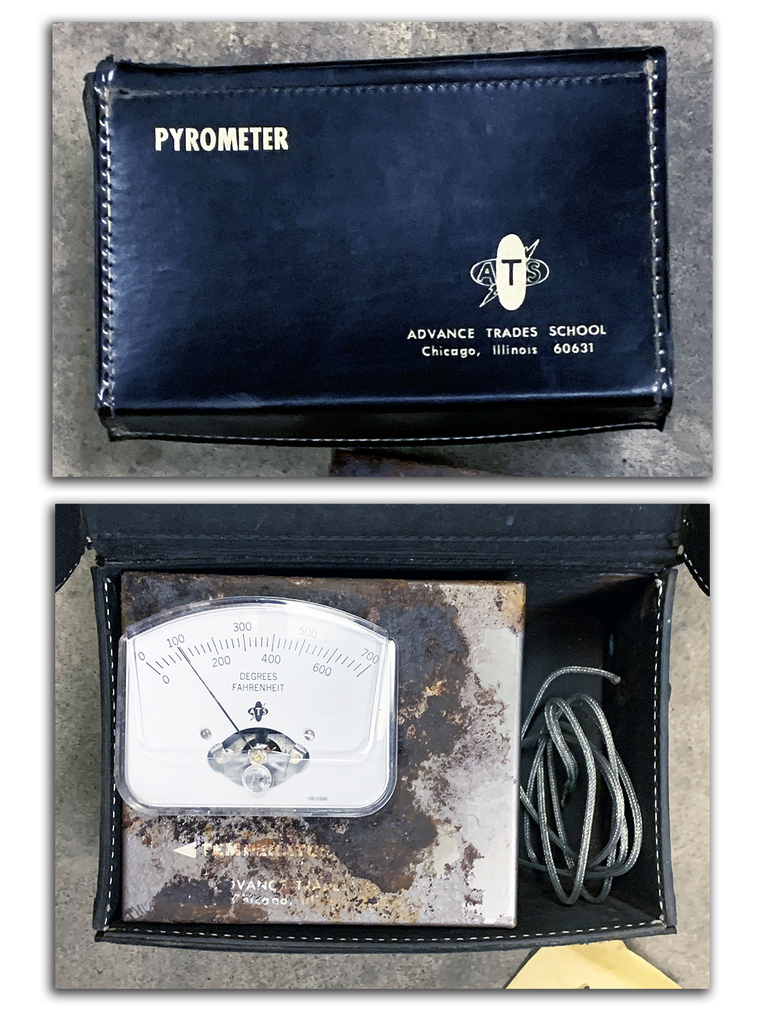 Vintage Pyrometer in Box from Advance Trades School, Chicago