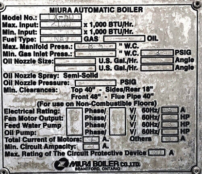 Miura LX-50 Boiler