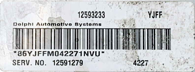 Delphi Automotive Systems 12593233 ECM / Engine Control Module / Engine Computer