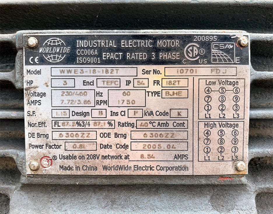 Worldwide WWE3-18-182T Motor