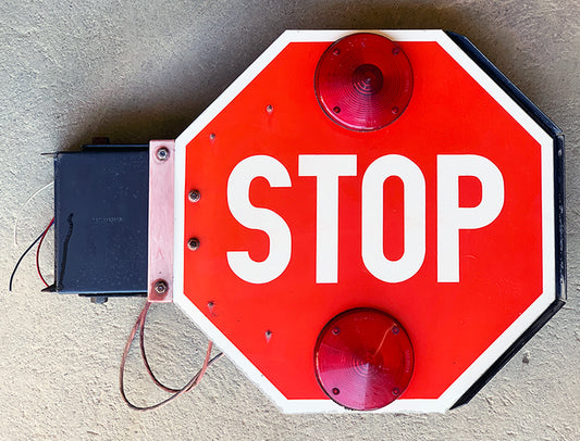 Wired, Lit 12V Stop Sign with Fold-Out Arm