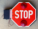 Wired, Lit 12V Stop Sign with Fold-Out Arm