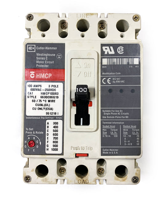 Cutler-Hammer HMCP100R3 Circuit Breaker