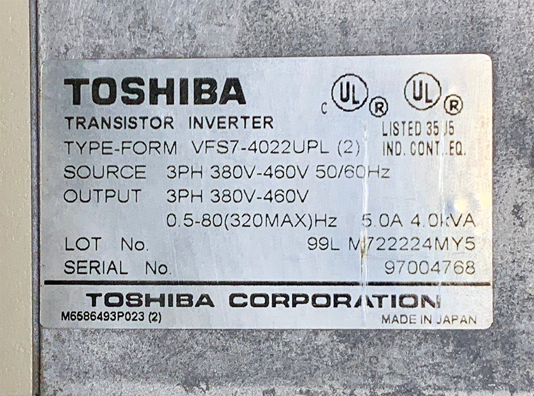 Toshiba VFS7-4022UPL(2) Transistor Inverter