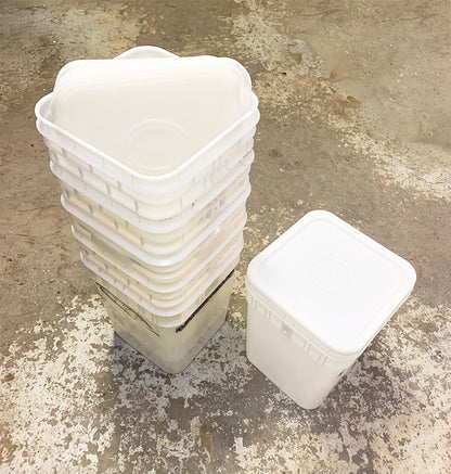 (10) Organic Food-Grade 4-Gallon Square Buckets w/ Lids