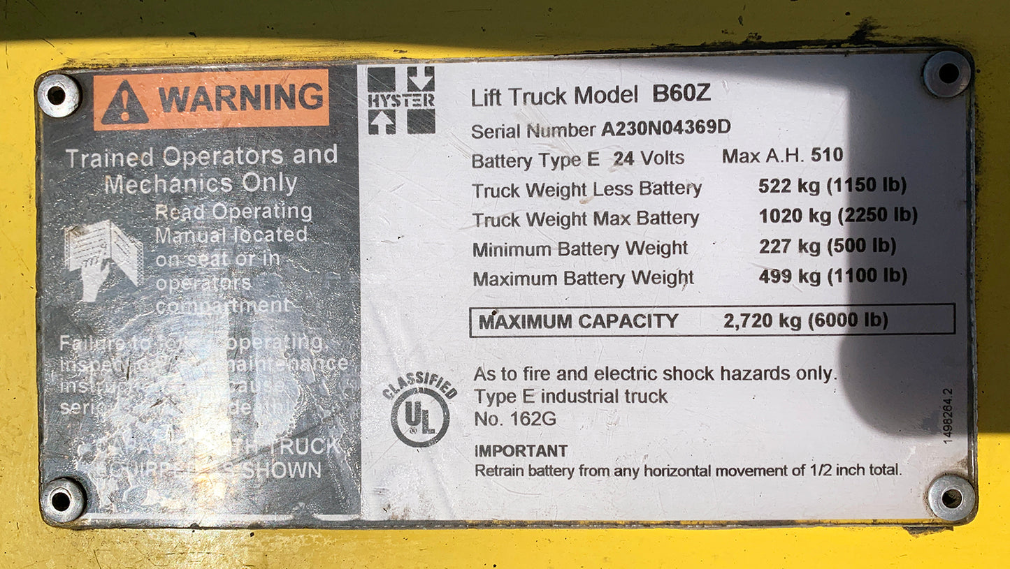 Hyster Pallet Jacks (no batteries)