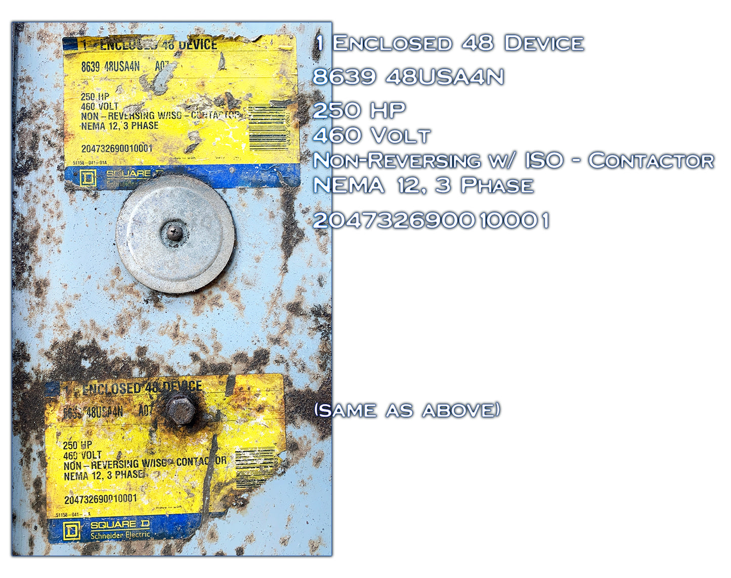 Square D 48 8639 48USA4N A07 Enclosed 250 HP Soft Starter
