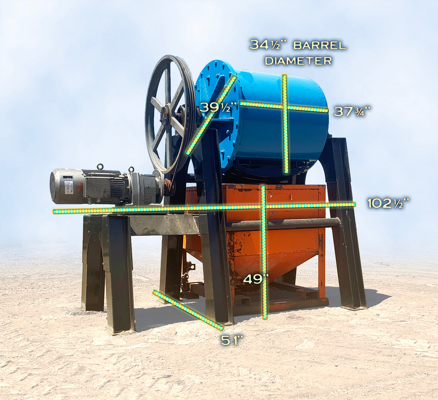 ball mill with hopper, control box & 3/4" steel balls