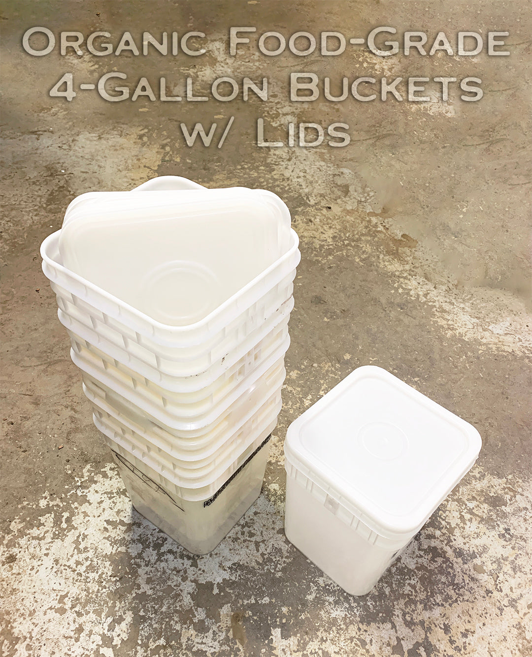 10) Organic Food-Grade 4-Gallon Square Buckets w/ Lids